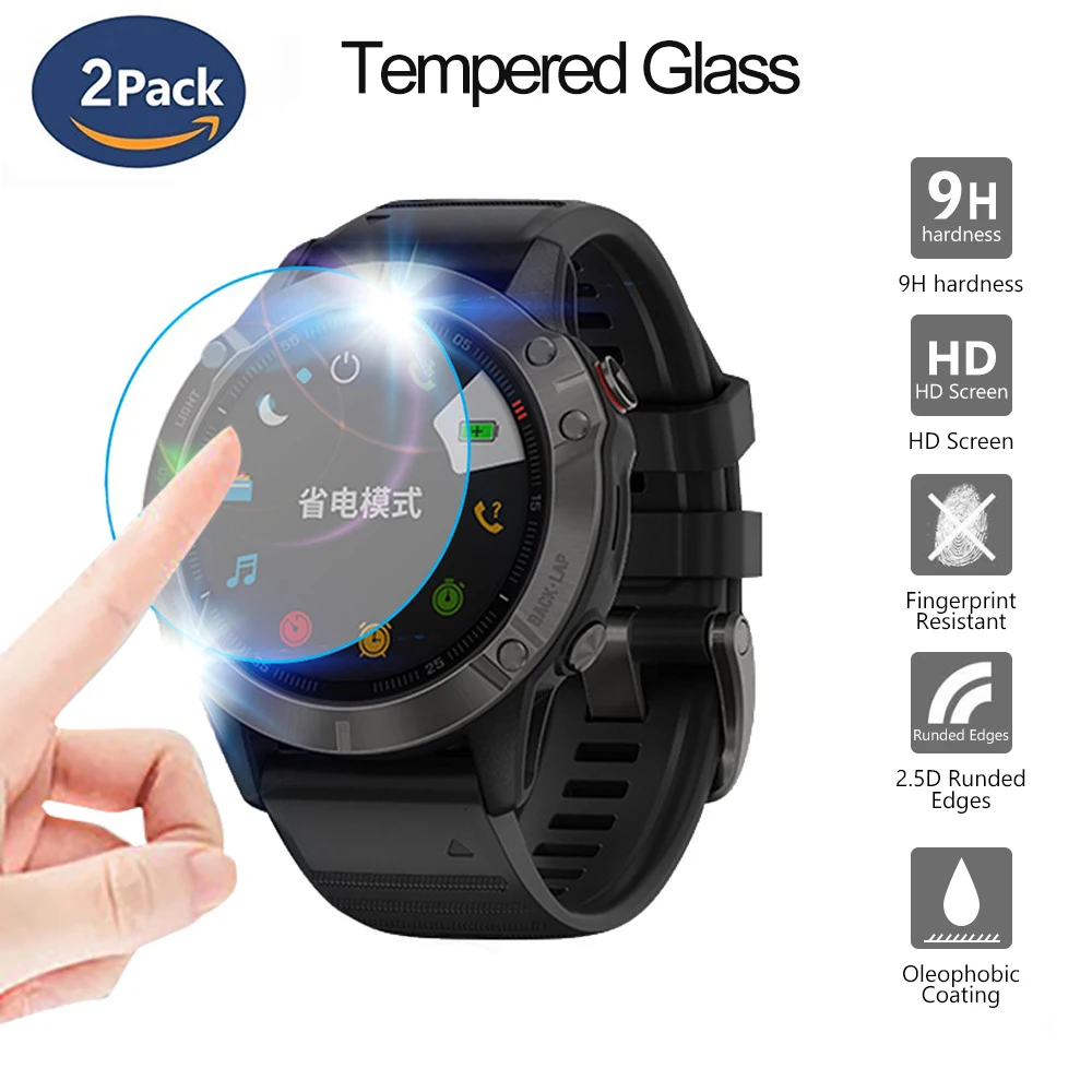 

2Pcs Protective For Garmin Fenix 5 5s Plus 6S 6X 6 Pro Ultra Clear Tempered Glass film Guard Premium Screen Protector Watch Film