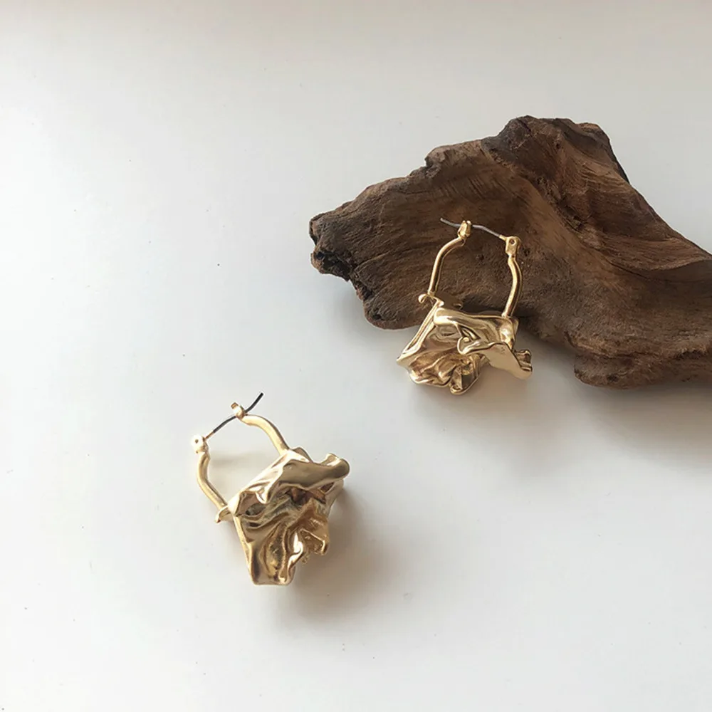 

Exaggerated Brand Gold Color Irregular Square Shiny Metal Big Drop Earrings Women Rhombus Punk Earrings Party Jewelry