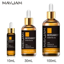 10ml 30ml 100ml óleo essencial de bergamota 100% óleos essenciais cítricos naturais óleo do aroma do difusor da ansiedade do alívio do escritório com conta-gotas