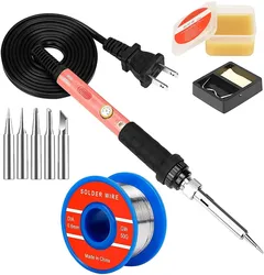 Kit de fer à souder 60W avec pointes interchangeables, 5 en 1 à température réglable 