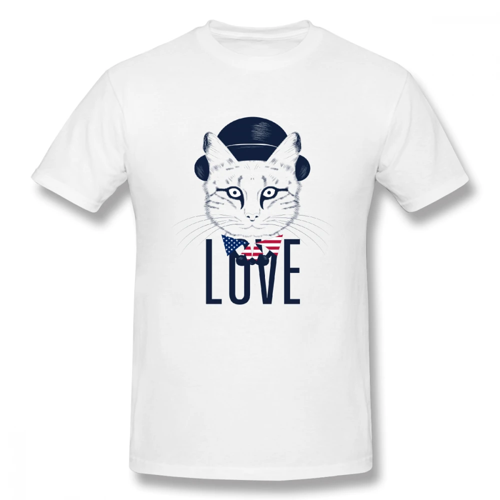 

2019 Men's Basic Short Sleeve T-Shirt 3D Print t shirt Love Independence Day Patriotic Kitten Cotton Funny T-shirt home Top Tees