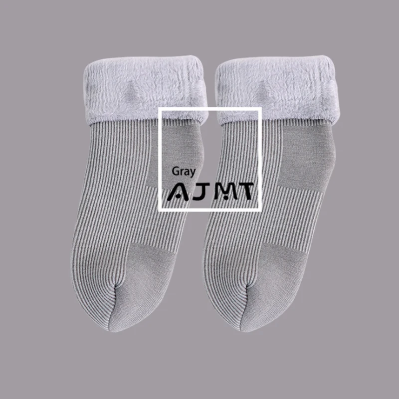 Solid gray Зимние гольфы для малышей теплые хлопковые носки для маленьких девочек и мальчиков детские бархатные толстые теплые модные носки новые аксессуары для малышей - Цвет: Solid gray