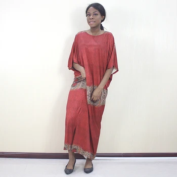 

Dashikiage African O-Neck Batwing Sleeve Red Color Long Dresses For Women Plus Size
