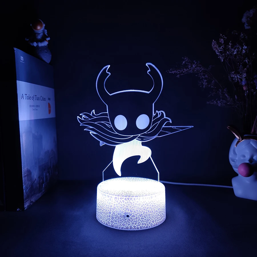 dinosaur night light Hollow Knight Figurine Player Hornet DIY Drawing Art Laser Engraved Acrylic Upward Lighting LED Sensor Lights Computer Desk Lamp Night Lights