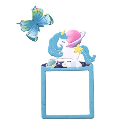 Настенная Наклейка с животными Kawaii, единорог, фламинго, кактус, 3D Настенный силиконовый выключатель, светящийся светильник, переключатель, Настенная Наклейка - Цвет: D