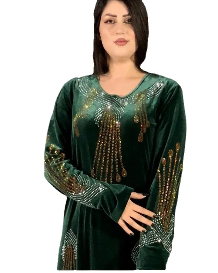 Plus Size Dresses for Women Autumn African Women Long Sleeve V-neck Polyester Long Dress Maxi Dress African Clothes