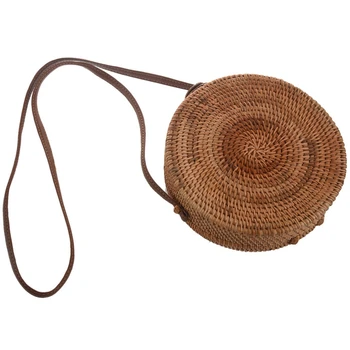 

1 Pcs Round Rattan Bags Handbags Summer Vintage Straw Bag & 1 Pcs Bucket Handbag Scarves Straw Beach Tote Bag