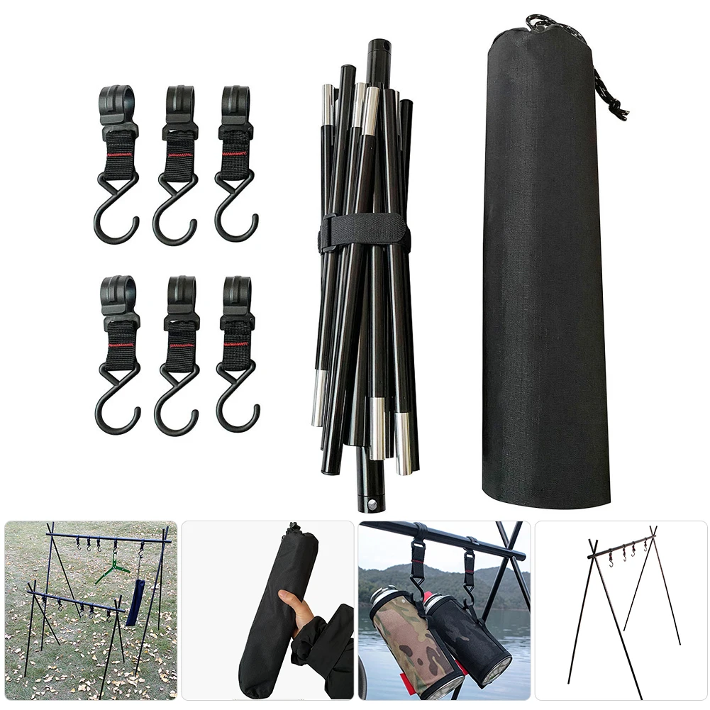 Lightweight Outdoor Folding Camping Shelf Aluminum Alloy Clothes Storage Hanger Cookware Equipment Hanging Rack Triangle Rack