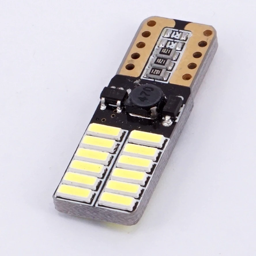 14 шт. T10 светодиодный автомобильный светильник от Canbus W5W 4014 24-SMD 8W 6000K Светильник-излучающий диоды независимая лампа Excelente producto