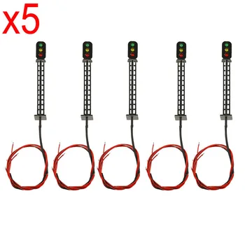 

5Pcs HO Scale Model Railway 3-Light T149 Block Signals G/Y/R 7.5cm 12V Led