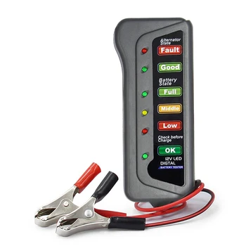 

Mini 12V Car Battery Tester Digital Alternator Tester 6 LED Lights Display Car Diagnostic Tool Auto Battery Tester For Car