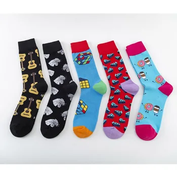 

Sock Mens Crew Adult Casual Men's Soft High Quality Rubik's Cube Print Socks Cotton Autumn Winter Man Trendy Cheese Calcetines