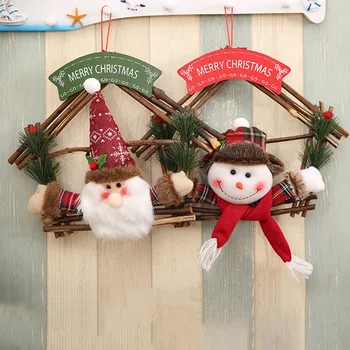 

Christmas Decoration Santa Claus Snowman Non-Woven Garland Rattan Ring Ornaments Christmas Xmas Home Decoration Supplies
