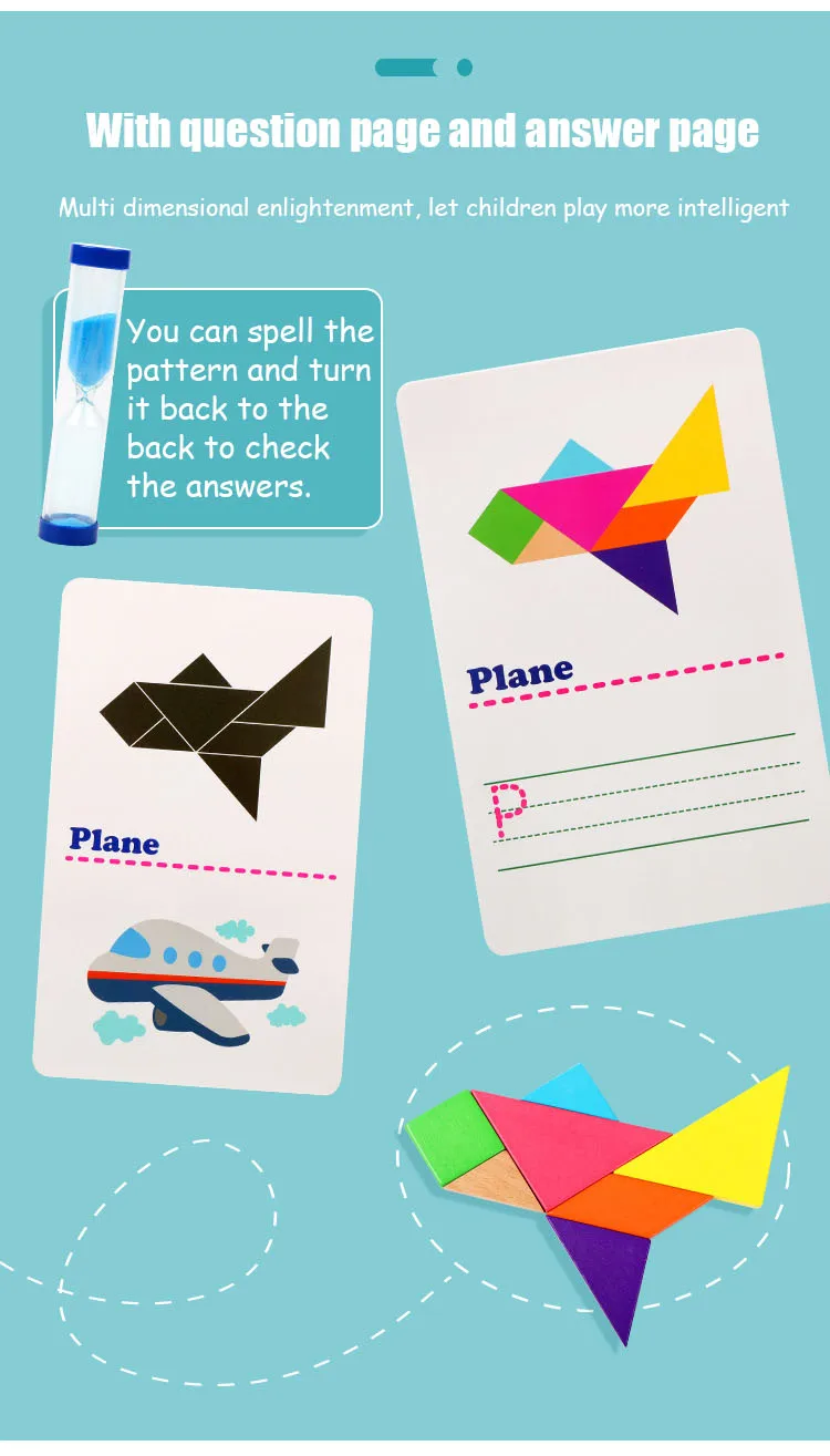 Английский Tangram для дошкольного образования детей раннего детского образования Деревянные головоломки интеллектуальные игры Детские игрушки подарок