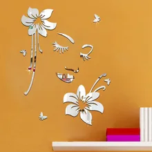 AliExpress,, романтические креативные наклейки в европейском и американском стиле, наклейки на стену, зеркальные наклейки, красивые наклейки в виде цветов для спальни, гостиной