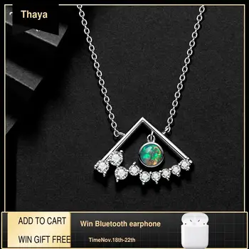 

Thaya S925 Silver Fan Shape Design Necklace Chain Pendant Silver Opal White Zircon Necklace 45cm For Women Fine Jewelry Gift