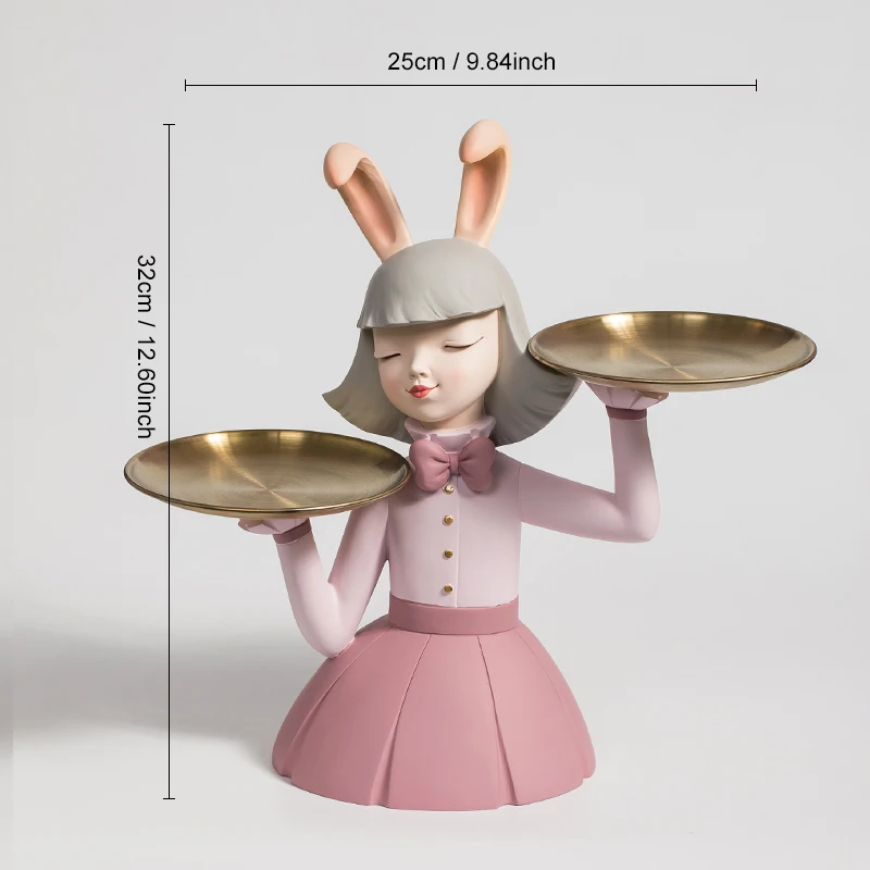 Pretty Girl Statue Table Decoration Fashion Sculpture Figurine With Tray Desk Storage Statue Multifunction Home Room Decor Gifts tiny figurines Figurines & Miniatures