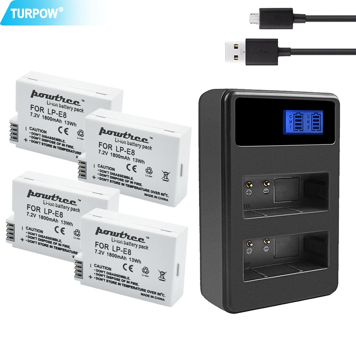 Powtree 1800 мА/ч, LP-E8 LPE8 LP E8 Батарея AKKU+ USB Dual Зарядное устройство для цифровой однообъективной зеркальной камеры Canon EOS 550D 600D 650D 700D X4 X5 X6i X7i T2i T3i Батарея
