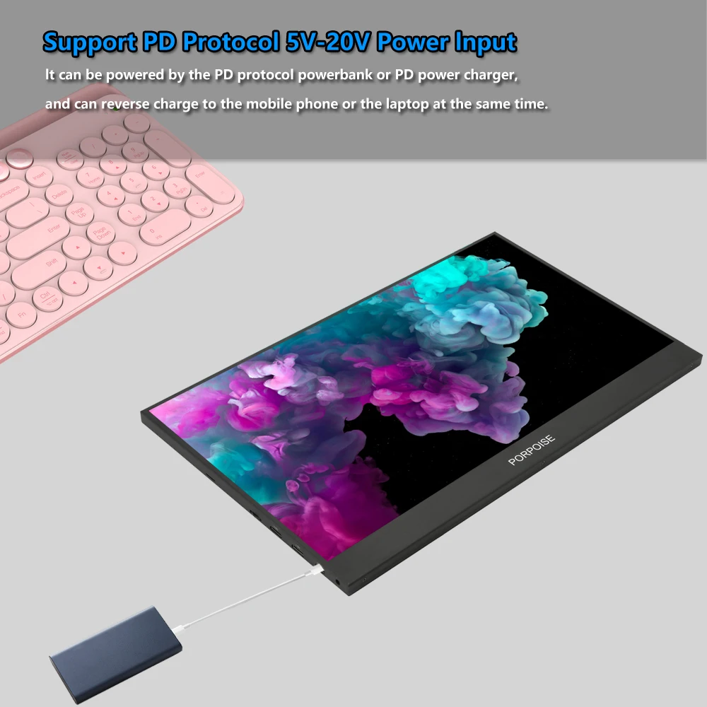 Портативный монитор PORPOISE 17 3 дюйма узкая сторона компьютерный удлинитель 1080
