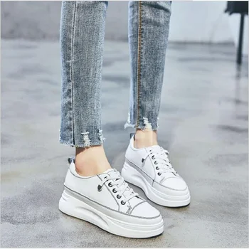 

Spring new leather Korean version of the wild thick bottom white shoes casual shoes ins sports ladies