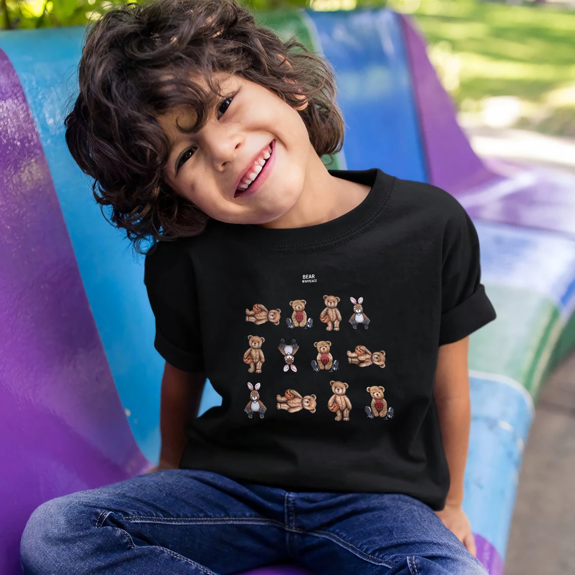 Детская футболка серии Медведь с принтом мишки тедди 100% хлопок Повседневная