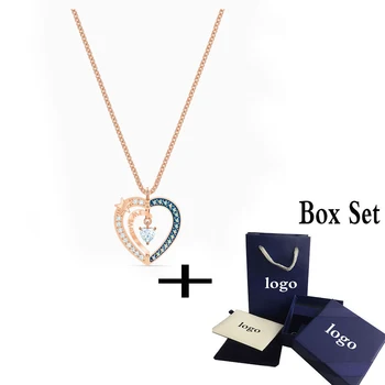 

2020 SWA New STARRY NIGHT HEART Pendant Blue Starry Night Heart-Shaped Decoration Crystal Necklace Female Fashion Jewelry Gift