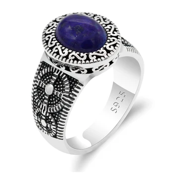 

925 sterling silver ring men's lapis lazuli ring spinel retro style men's fine jewelry