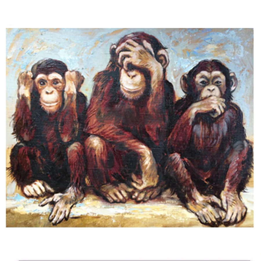 

Full 5D Diy Diamond Painting Three monkey Mosaic Diamond Rhinestone Embroidery Cross Stitch Home Decor Handicrafts Gift