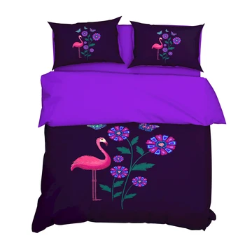 

3D Flamingo Printed Bedding Set Polyester Pillowcase Duvet Cover Sets 3pcs Home Textile Family Bed Sets