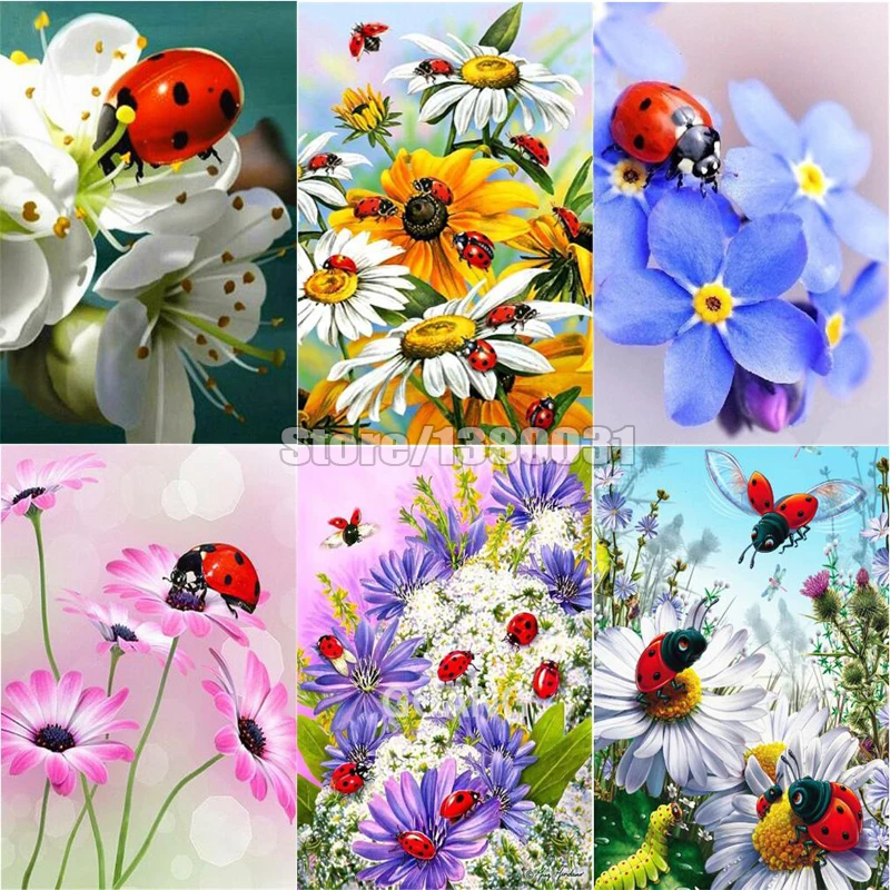 5D diamond painting full square rhinestone picture embroidery ladybug home decoration Christmas gift CC914 | Дом и сад