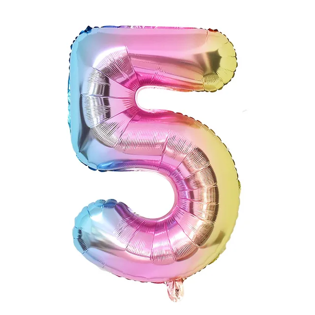 1Set Rainbow Unicorn Balloon 32 inch Number Foil Balloons 1st Kids Unicorn Theme Birthday Party Decorations Baby Shower Globos 32inch 5