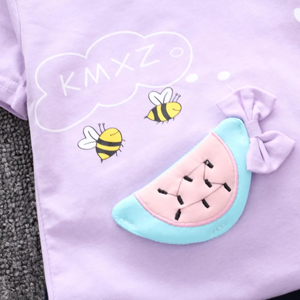 newborn clothes summer Toddler Baby Kids Girls Bee Fruit T-shirt short sleeve o-neck Tops Shorts Outfit Clothes Set baby kleding