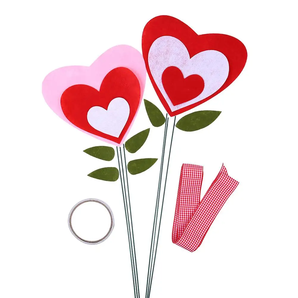 

DIY Flower with Ribbon Harmless Friendly Decorative Simulated Flower Gift for Valentine's Day Mother's Day Party Decoration