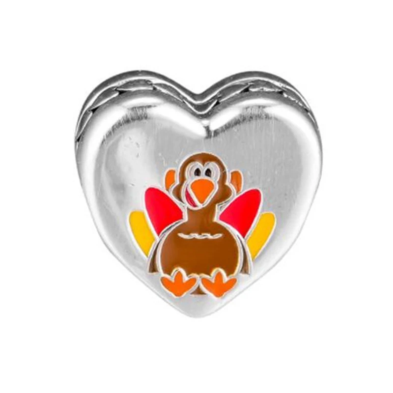 

PANDULASO Authentic 925 Sterling Silver Thankful For You Enamel Heart Beads Fits Pandora Charm Bracelet For Women Gift Jewelry