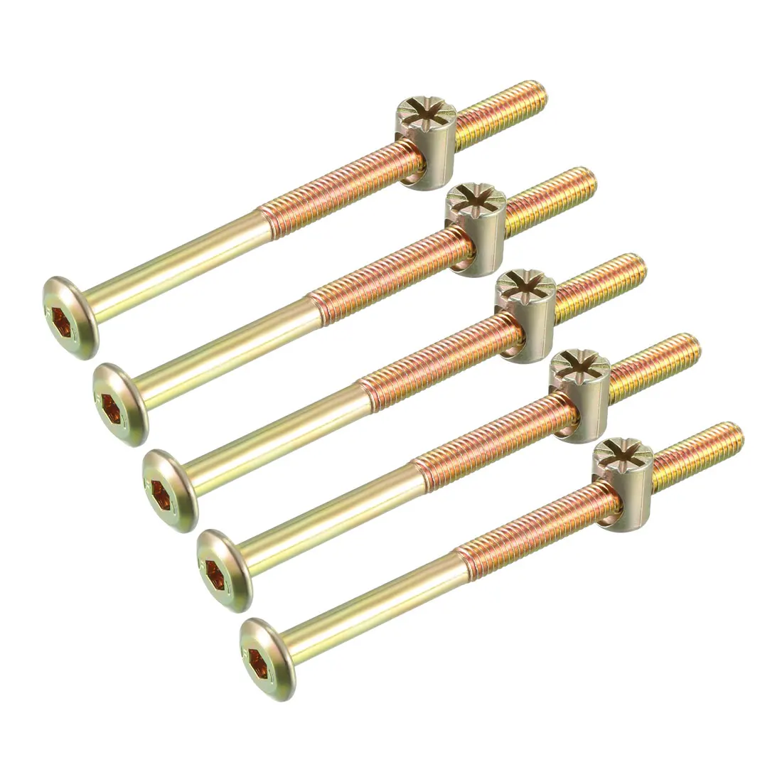 

uxcell M6x90mm Furniture Bolt Nut Set Hex Socket Screw 56.7mm Thread Length with Barrel Nuts Phillips-Slotted 5 Sets