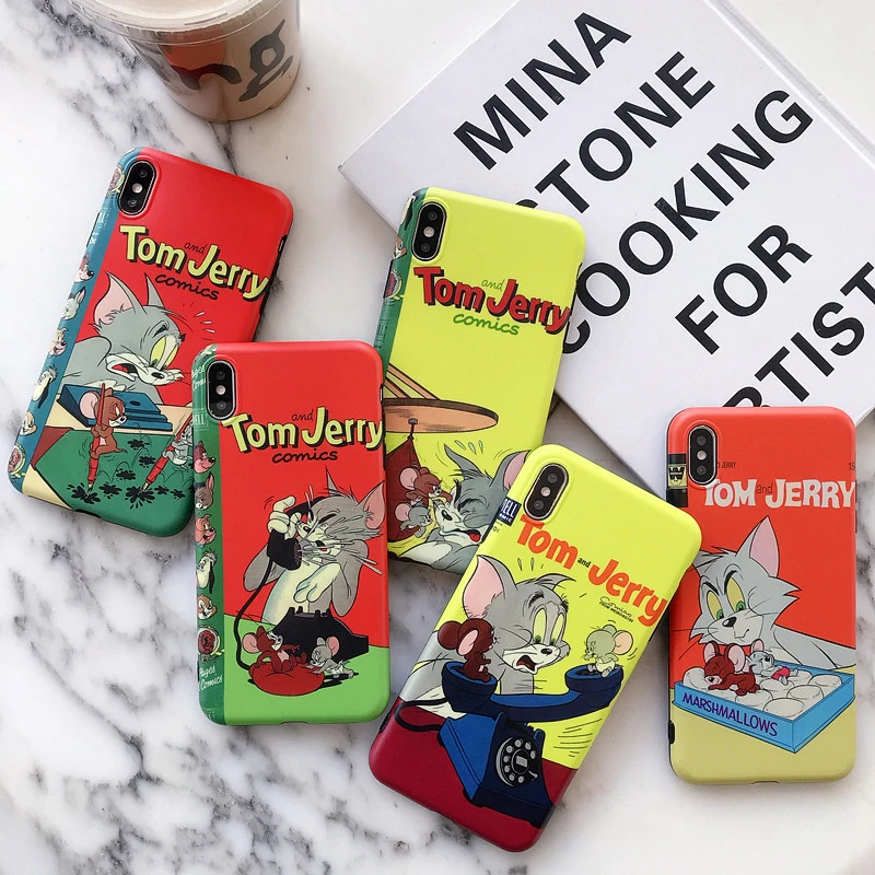 

Cartoon Tom&Jerry Phone Case For iPhone 6 6s 7 8 Plus Funny Cartoon cat mouse Soft IMD Silicone Covers For iPhone X XS MAX XR