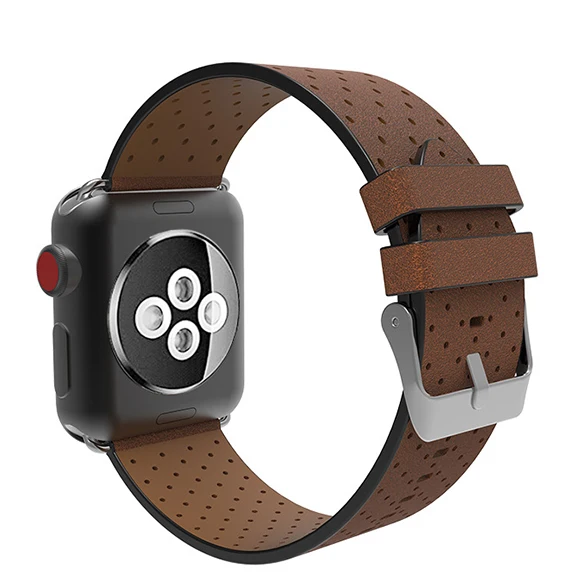 Applicable For Apple Watch5 4 3 2 1 38mm/40mm/42mm/44mm breathable perforated leather For apple strap fashion For apple strap - Цвет: B