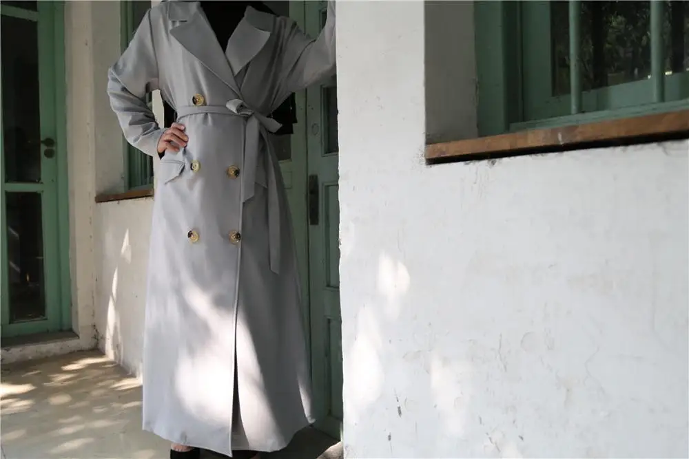 gray Мусульманская верхняя одежда ветронепроницаемая куртка открытый кардиган «абайя» кимоно длинный халат платья Jubah Ближний Восток Рамадан Арабский исламский Djelaba - Цвет: gray