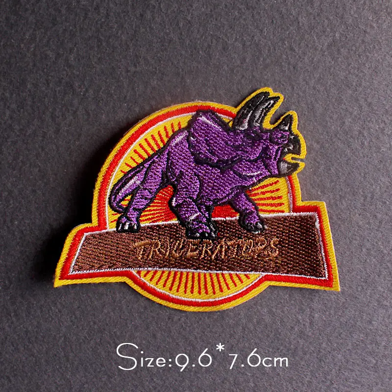 Dinosaur Embroidered Patches For Clothing Thermoadhesive Patches Iron On Patch On Clothes Stickers Stripes Punk/Rock Patch Badge 