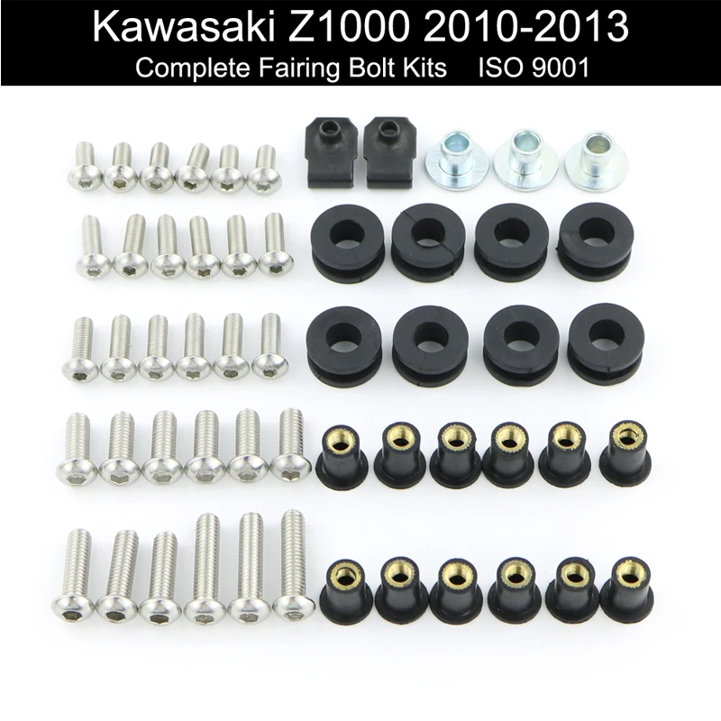 

For Kawasaki Z1000 2010 2011 2012 2013 Motorcycle Complete Full Fairing Bolts Kit Bodywork Clips Covering Bolts Stainless Steel
