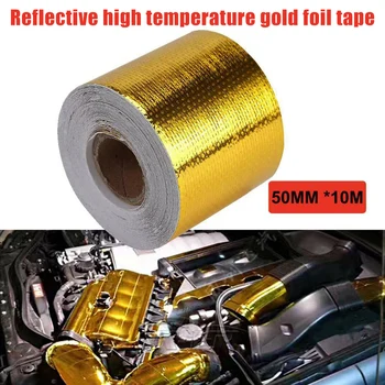 

50mmx10M Reflective High Temperature Gold Roll Adhesive Heat Shield Wrap Tape Packing Accessory