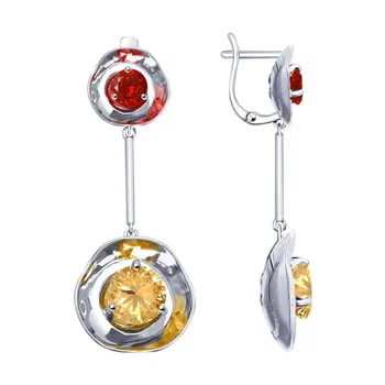 

SOKOLOV Silver drop earrings with stones with cubic zirconia, fashion jewelry, silver, 925, women's male, long earrings