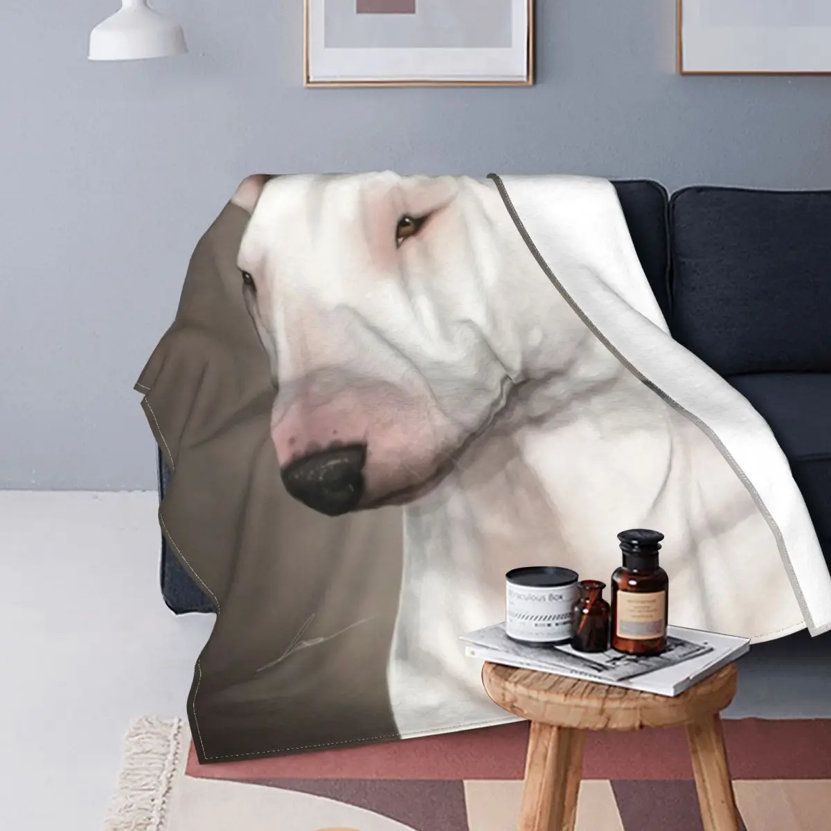 

Bull Terrier Blanket Animal Lover Furry Fleece Blanket Cold Soft Fashion Bedspread
