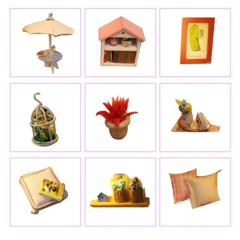 С Пылезащитным покрытием деревянный кукольный домик мебель diy Миниатюрный Сад светодиодный светильник наборы модель для детей Кукольный дом игрушки casetta legno