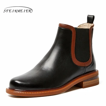 

Winter Genuine Leather Chelsea boots Women Ankle Boots Comfortable quality soft Shoes Brand Designer Handmade 2020 boots