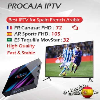 

H96 MAX Android 9.0 Box RK3318 Quad-Core 4G/64G Dual Wifi 4K BT4.0 Set Top Box+Free Procaja IPTV 2000+ France Spain IPTV