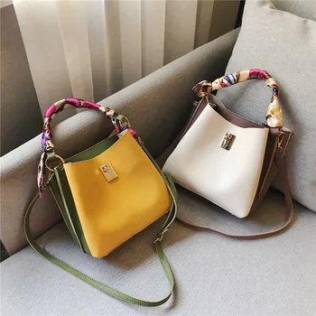

Bao Bao Women 2020 New Bao Bao Silk Scarf Contrast Handbag Women's Simple Fashion European and American Style Women's Bag