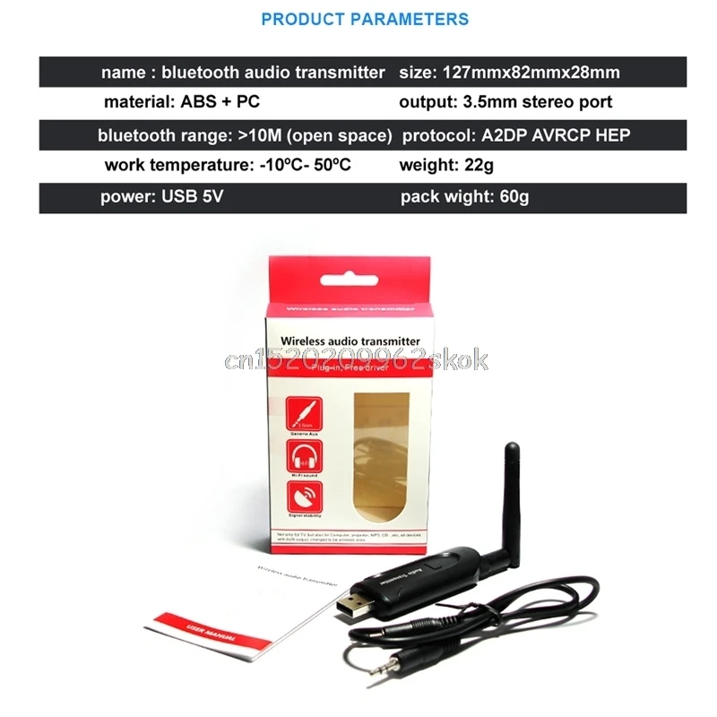 USB 3,5 мм беспроводной Bluetooth 4,0 A2DP стерео аудио передатчик для ноутбука ПК ТВ