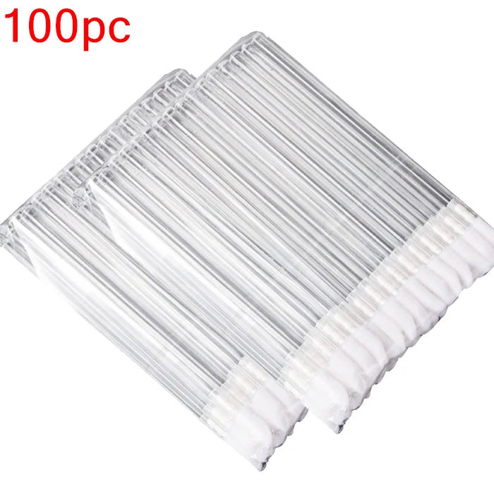 100pc Clear Профессиональный набор кисточек для макияжа, 50 шт., палочки для туши, губная щетка, ручка для очистки ресниц, одноразовая Кисть для макияжа A - Handle Color: 100pc Clear