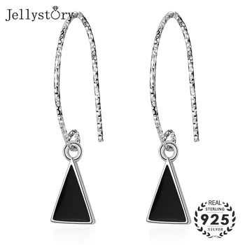 

Jellystory Trendy 925 Sterling Silver Drop Earrings with Triangle Shape Obsidian Gemstones Earrings for Women Party Gift Jewelry